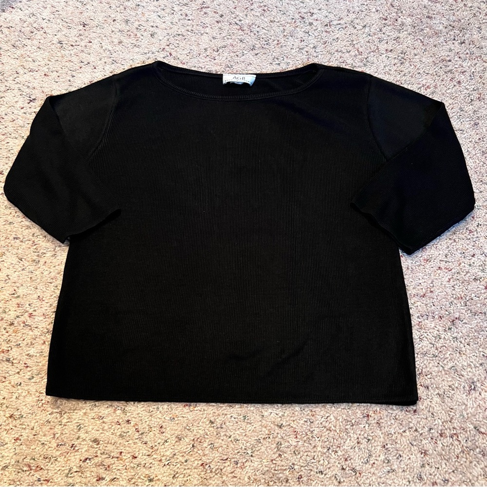 Vintage Black AGB Quarter Sleeve Top